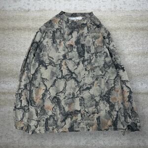 Vintage 90s Natural Gear Hunting Camo Shirt Mens L Woodland Cotton Long Sleeve